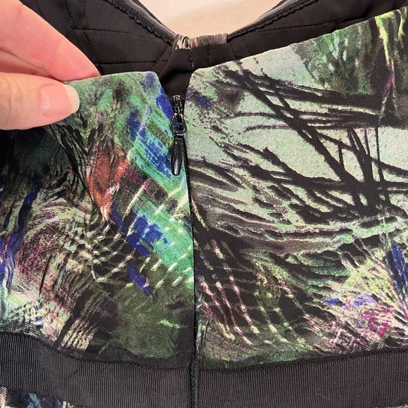 BCBMax Azria Tae Midnight Palm Print Silk Evening Gown Flowy Size 08 - Picture 10 of 13